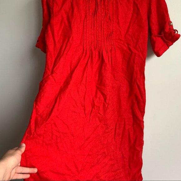 Red Button-Up Women's Dress - Picture 9 of 13